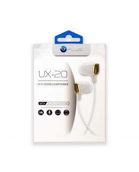 UPLUS UX20 EARPHONES WHT/GLD 1CT