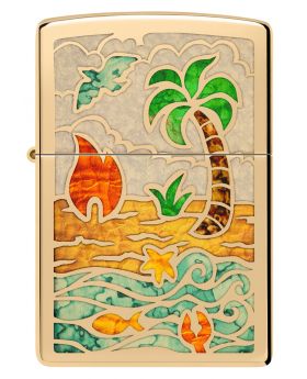 ZIPPO LIGHTER BEACH DAY DESIGN