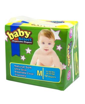 SELECT BABY DIAPERS MEDIUM 12CT