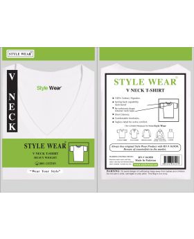 STYLE WEAR V NECK WHITE LG 6CT