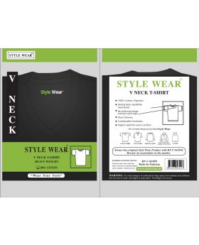 STYLE WEAR V NECK BLACK 1XL 6CT